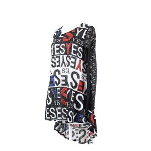 Mishca Sz S Black Red White Sheer Hi Lo Asymmetic No Fabric Label Top